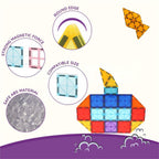 Magnetic Building Tiles Construction Toy Set (16 Pc  Set)